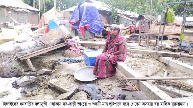 ধনবাড়ীতে জমির বিরোধে বাড়ী ভাংচুর-শুটকি মাছ লুটপাট