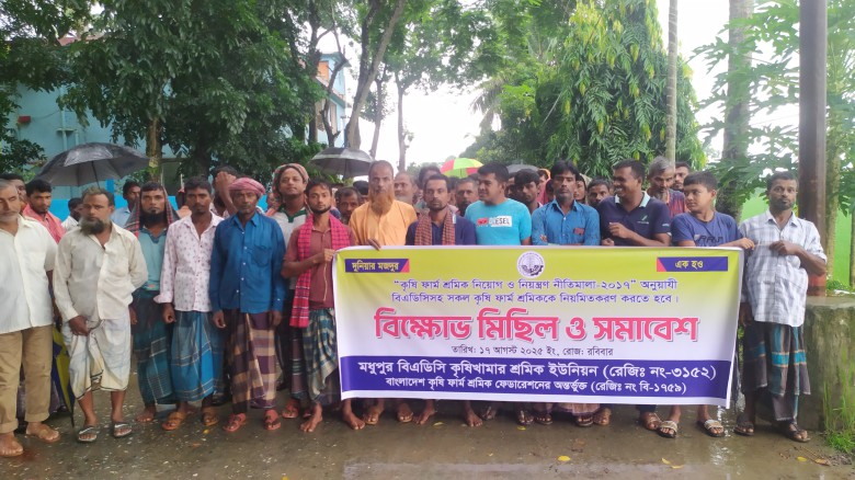 মধুপুরে বিএডিসি শ্রমিকদের দাবী বাস্তবায়নে বিক্ষোভ মিছিল ও সম