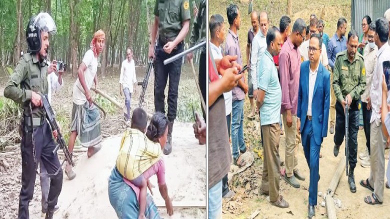 মধুপুরে গারো পরিবারের ঘরবাড়ি ভাঙ্গার অভিযোগ