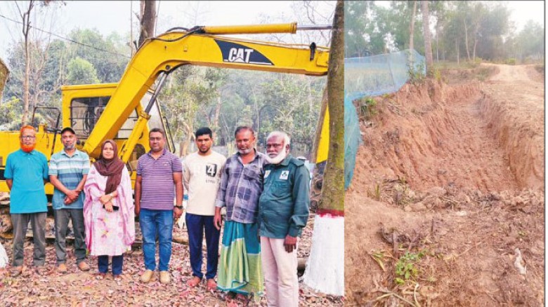 মধুপুরে সংরক্ষিত  বনাঞ্চলে মাটি কাটার সময় এক্সকাভেটর জব্দ
