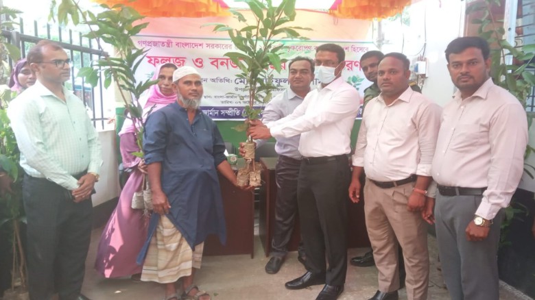 মধুপুরে ১৫০ সদস্যের মাঝে ফলজ ও বনজ গাছের চারা বিতরণ